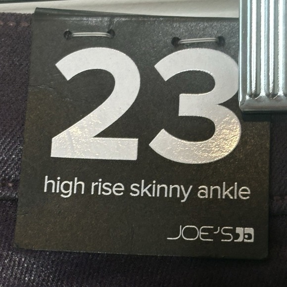 Joe's Jeans High Rise Skinny Ankle Jeans 23 Plum Coated Metallic Stretch Purple - Picture 7 of 12